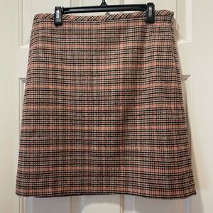 Women’s Talbots Pink, Black, and Tan Plaid A-Line Skirt Wool Blend size 12